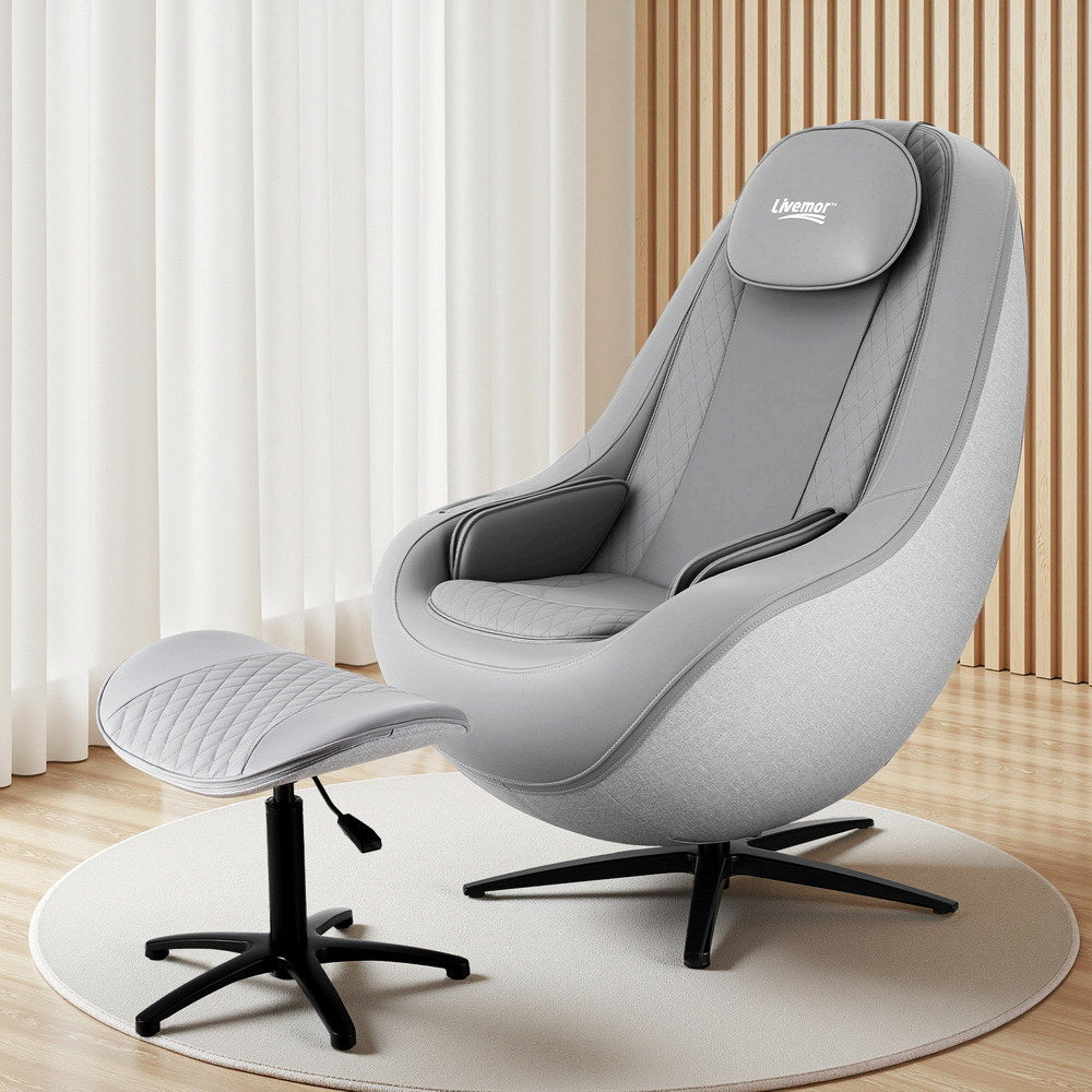 Massage Chair 3D Roli Electric Recliner with Bluetooth Speaker, Grey PU Leather