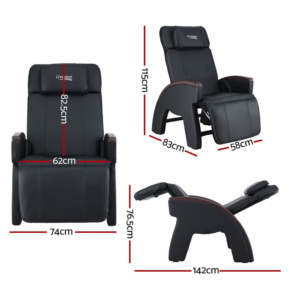 Aria Massage Chair – Electric Recliner with Heating, Black PU Leather