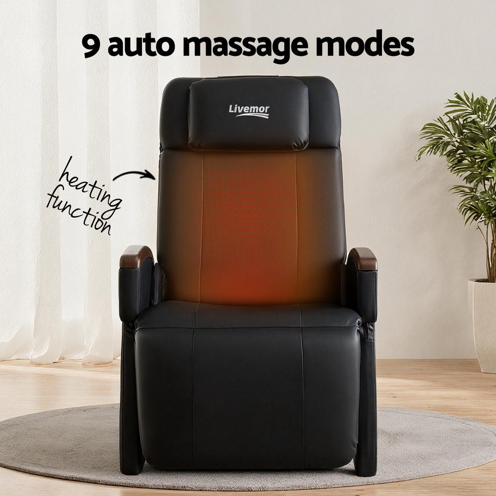 Aria Massage Chair – Electric Recliner with Heating, Black PU Leather