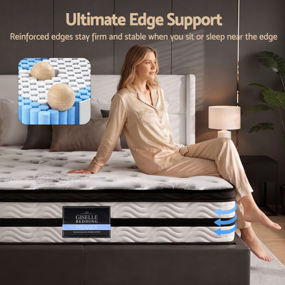 Giselle Bedding Euro Top Mattress – 34cm Medium Firm, Queen Size