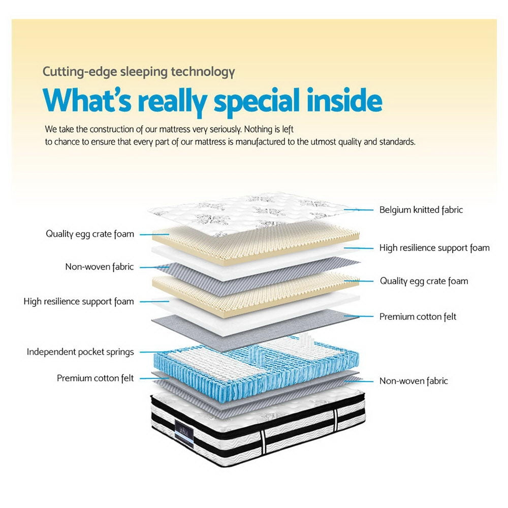 Giselle Bedding Euro Top Mattress – 34cm Medium Firm, Queen Size