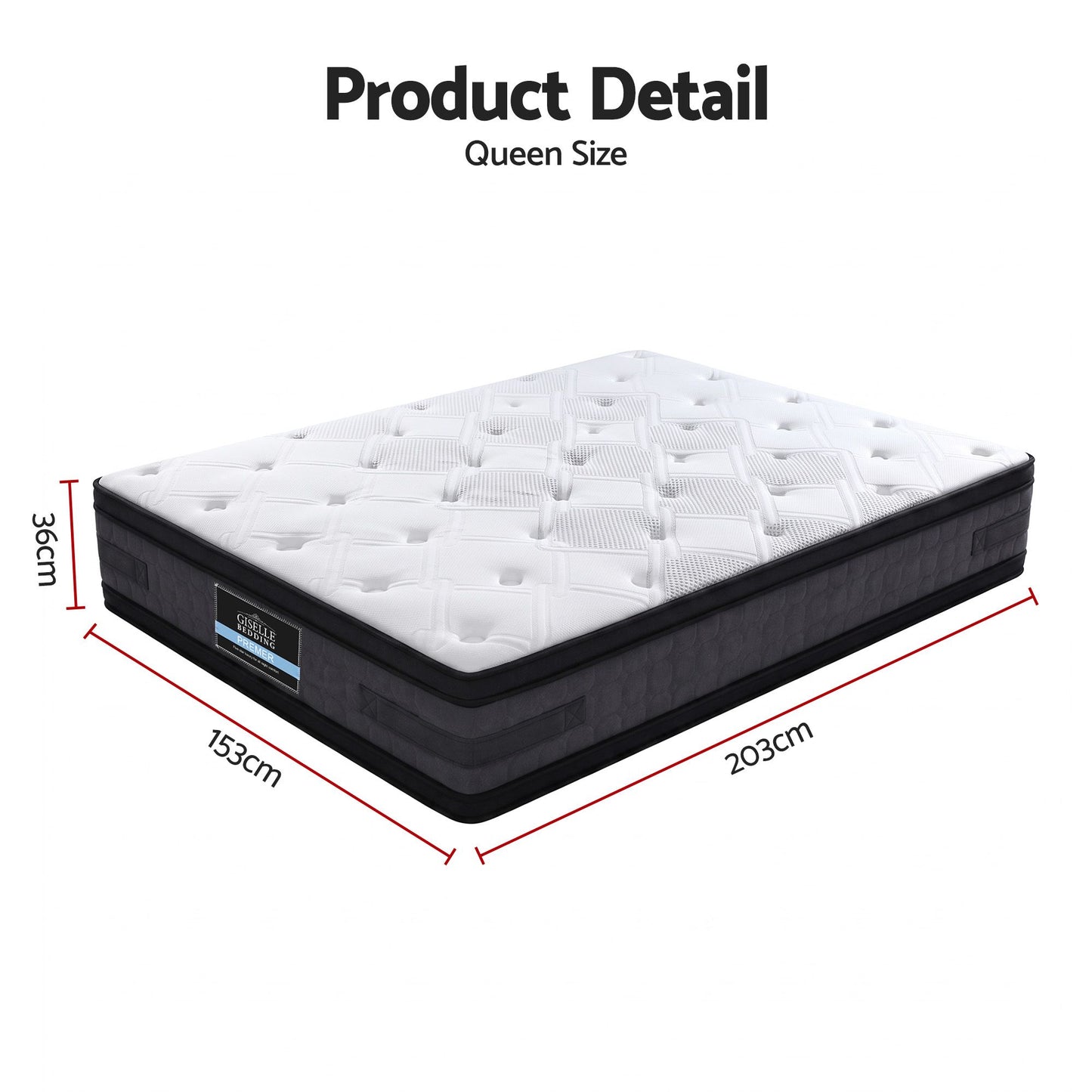 Luna Series Queen Mattress – Cool Gel Memory Foam, 36cm Thick