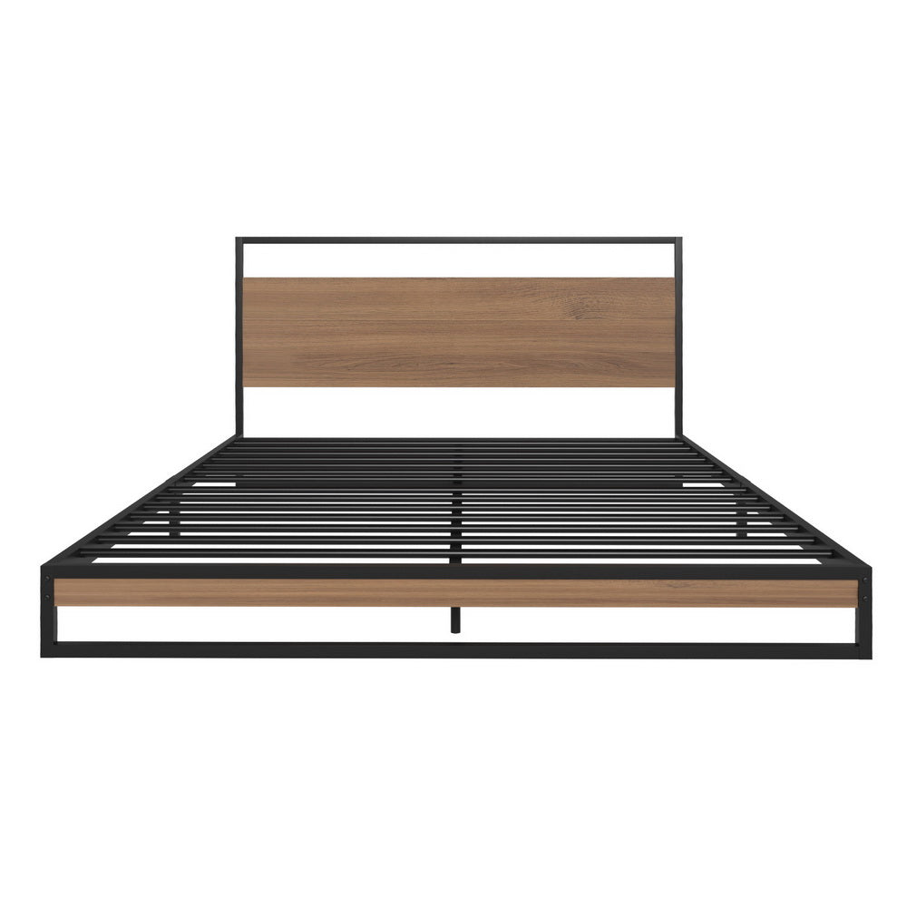 Dane Bed Frame with Wendell Pocket Spring Mattress – Queen, Metal & Wood