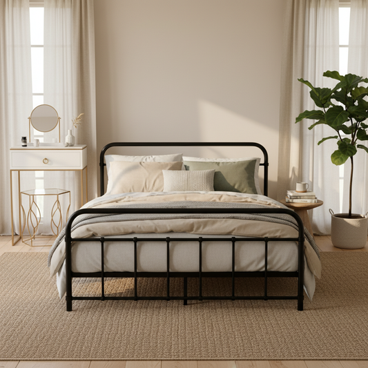 TWSC Bed Frame Metal Bed Frame LEO - Double (Black)