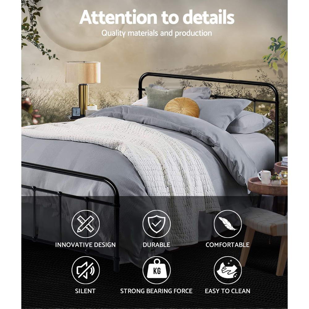 TWSC Bed Frame Metal Bed Frame LEO - Double (Black)
