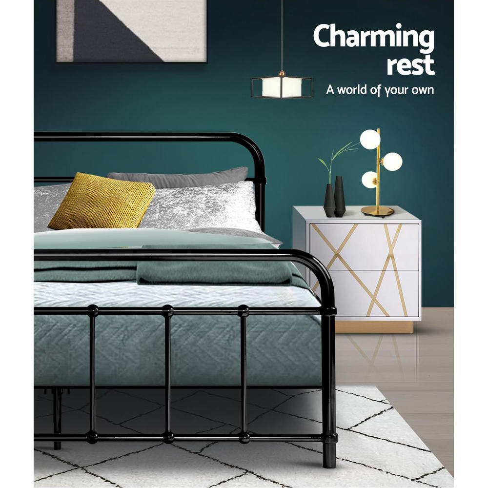 TWSC Bed Frame Metal Bed Frame LEO - Double (Black)