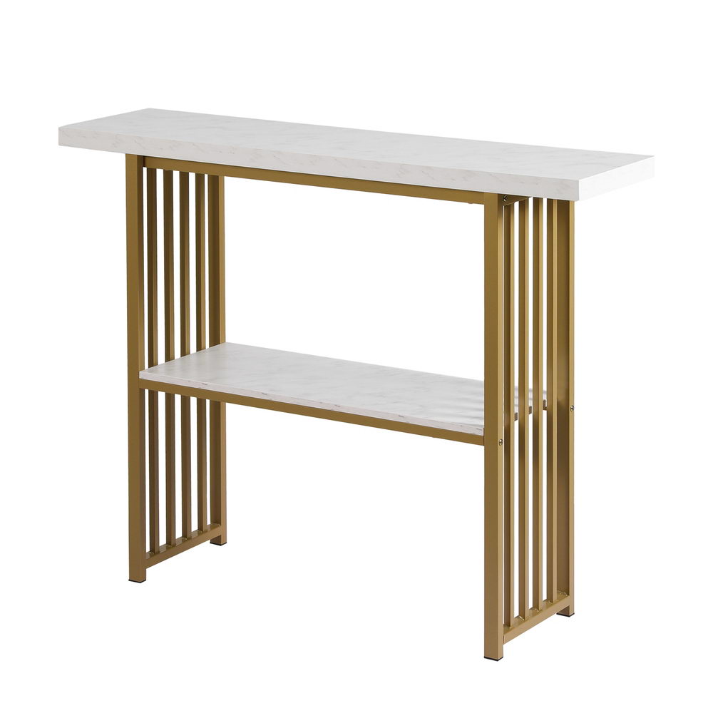 TWSC Console Table Marble Effect White&Gold