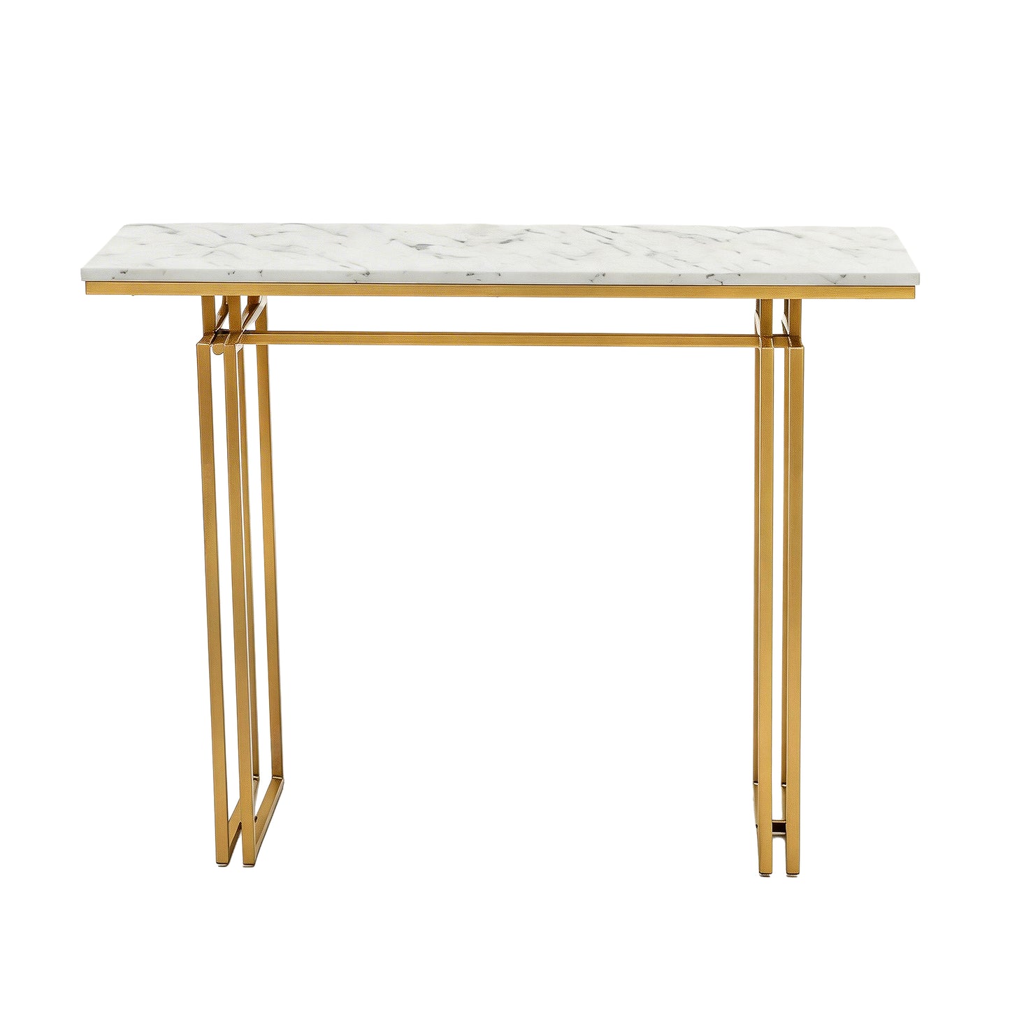 Console Table – Marble Effect, White & Gold, 110cm