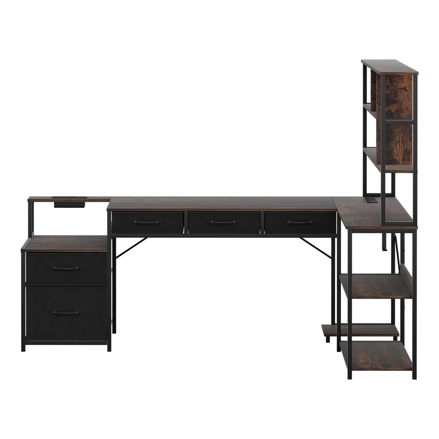 TWSC 200cm L Shaped Gaming Desk Computer Desk with LED Lights & Power Outlets