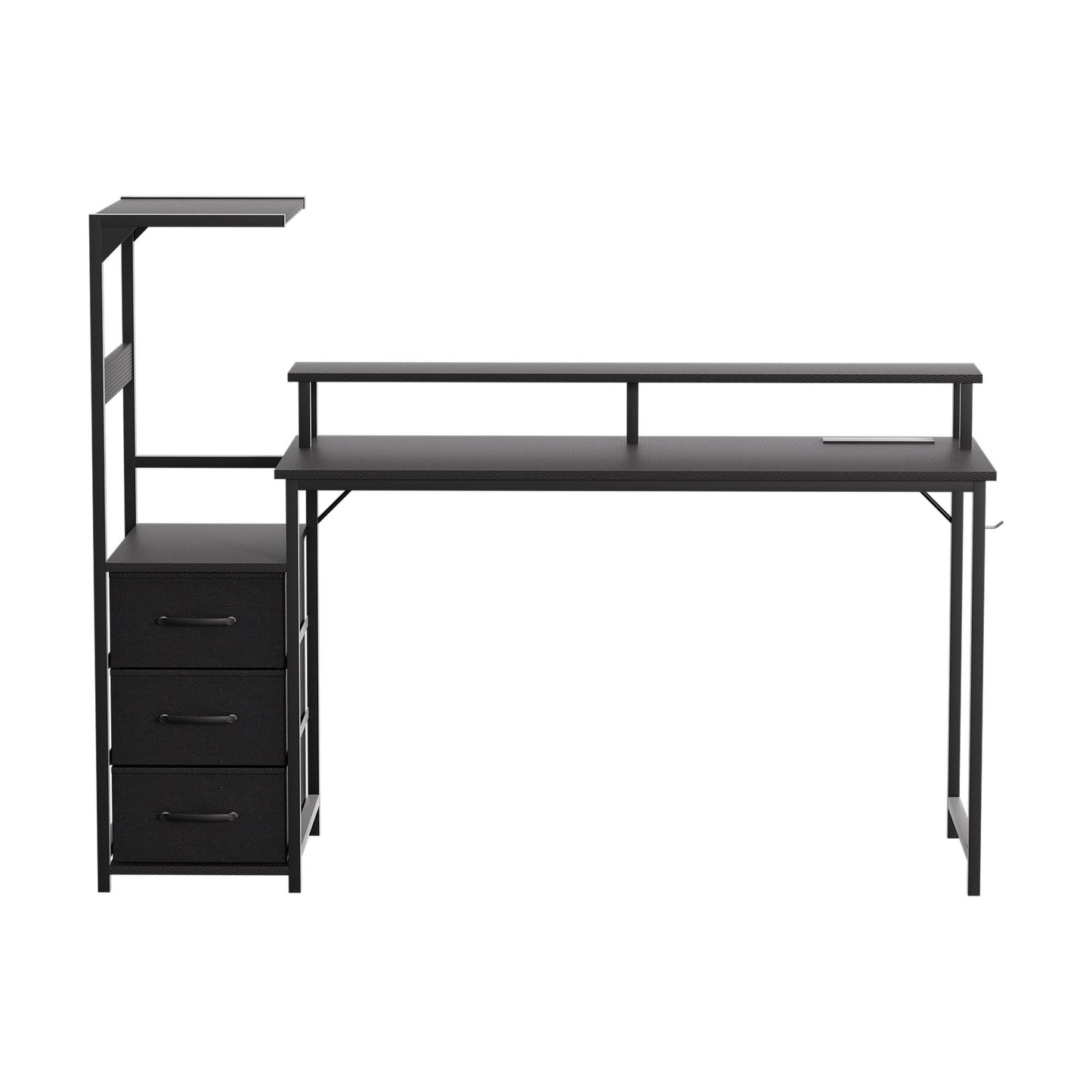TWSC 145cm L Shaped Gaming Desk Computer Desk with LED Lights & Power Outlets