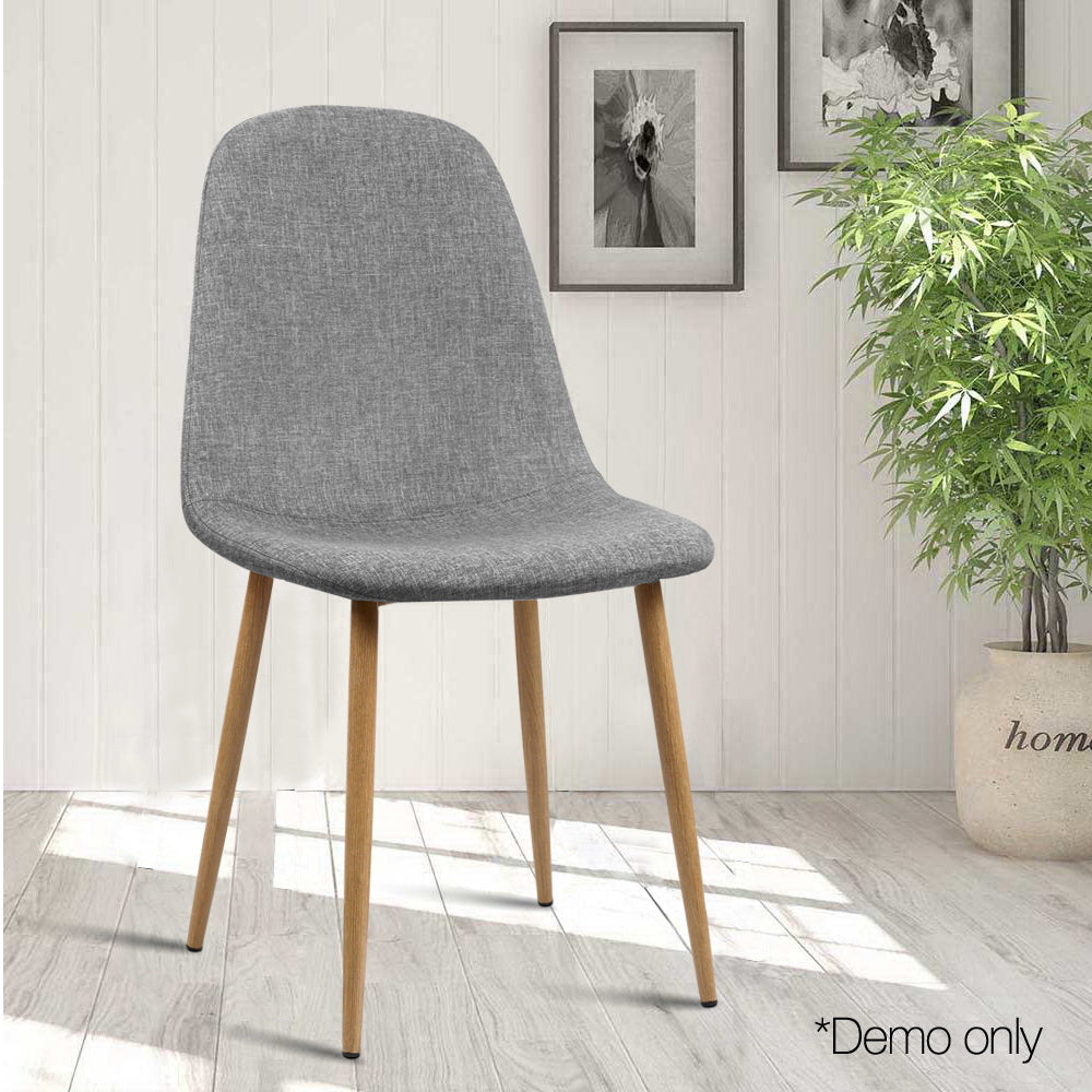 TWSC Dining Chairs Set of 4 Linen Curved Slope Grey