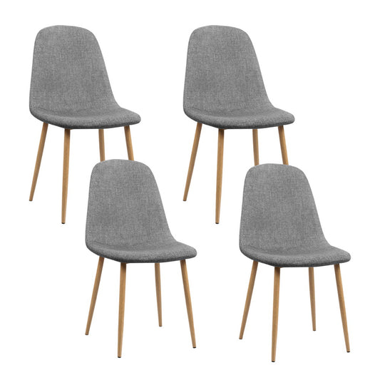 TWSC Dining Chairs Set of 4 Linen Curved Slope Grey
