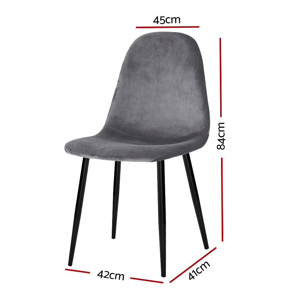 Dining Chairs Set of 4 – Velvet Upholstery, Dark Grey
