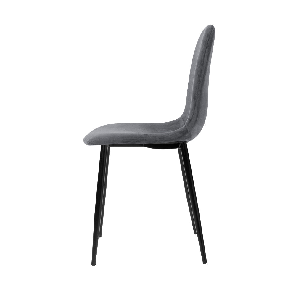 Dining Chairs Set of 4 – Velvet Upholstery, Dark Grey