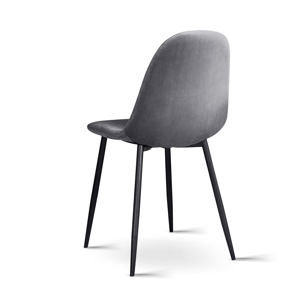 Dining Chairs Set of 4 – Velvet Upholstery, Dark Grey