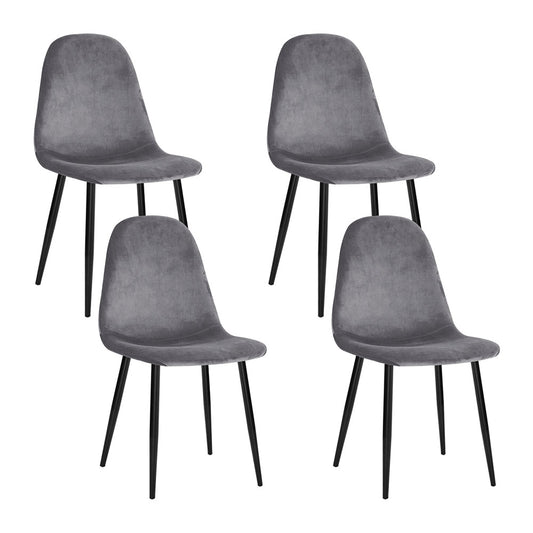 Dining Chairs Set of 4 – Velvet Upholstery, Dark Grey