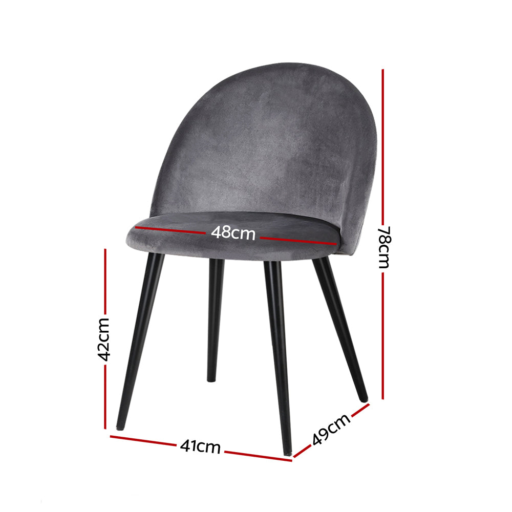 Dining Chairs Set of 2 – Velvet Upholstery, Dark Grey, Solid Iron Legs