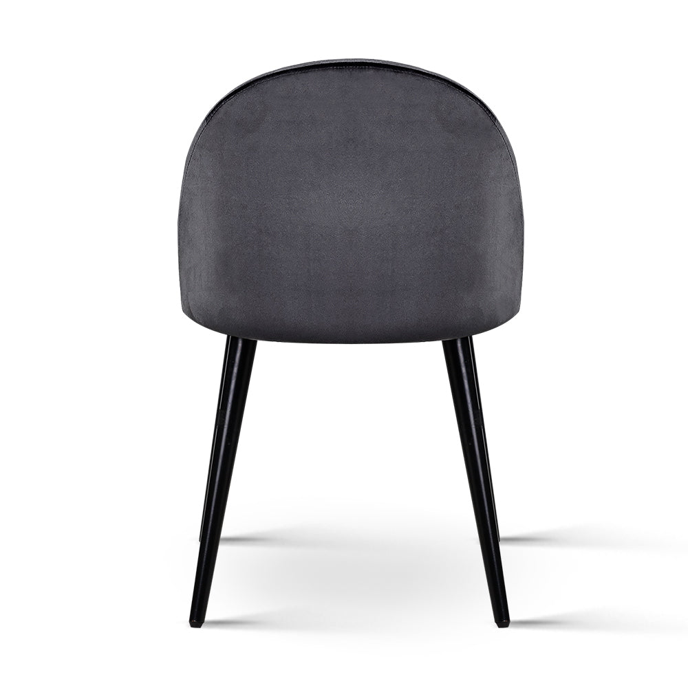 Dining Chairs Set of 2 – Velvet Upholstery, Dark Grey, Solid Iron Legs