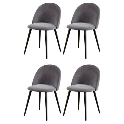 TWSC Dining Chairs Set of 4 Velvet Solid Curved Dark Grey