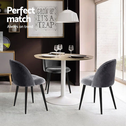 TWSC Dining Chairs Set of 4 Velvet Solid Curved Dark Grey