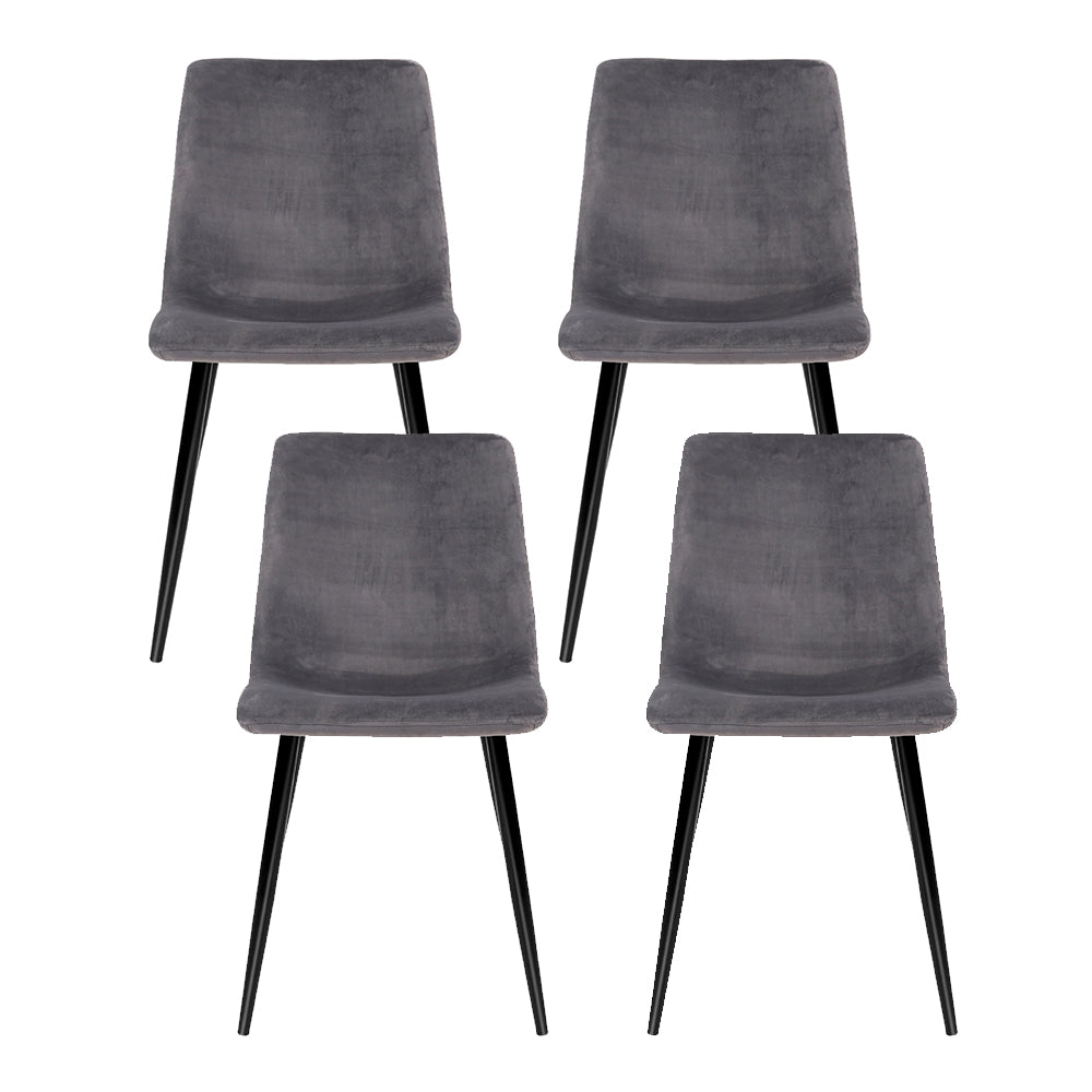 TWSC Dining Chairs Set of 4 Velvet Horizontal Slope Grey