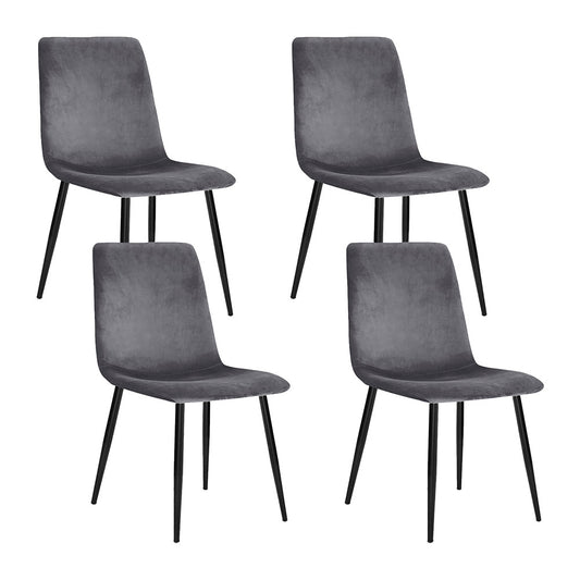 TWSC Dining Chairs Set of 4 Velvet Horizontal Slope Grey