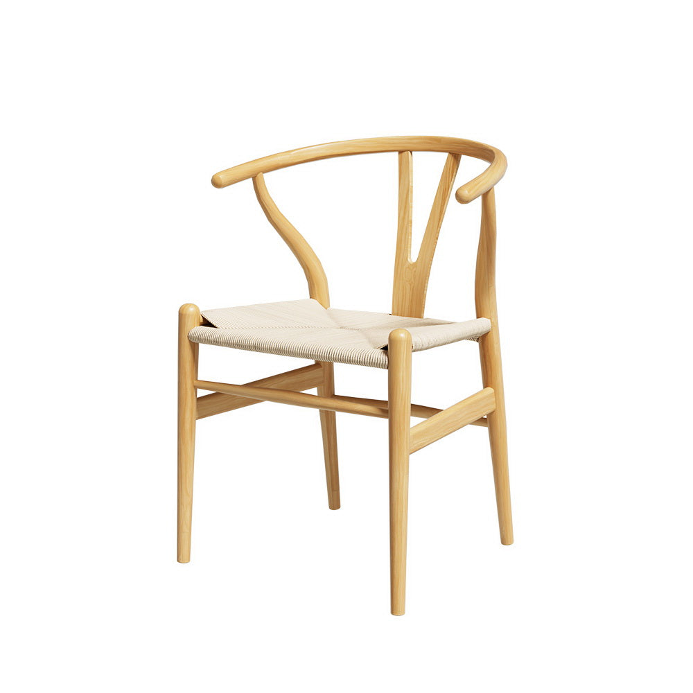 TWSC Dining Chair Wooden Rattan Seat Wishbone Back