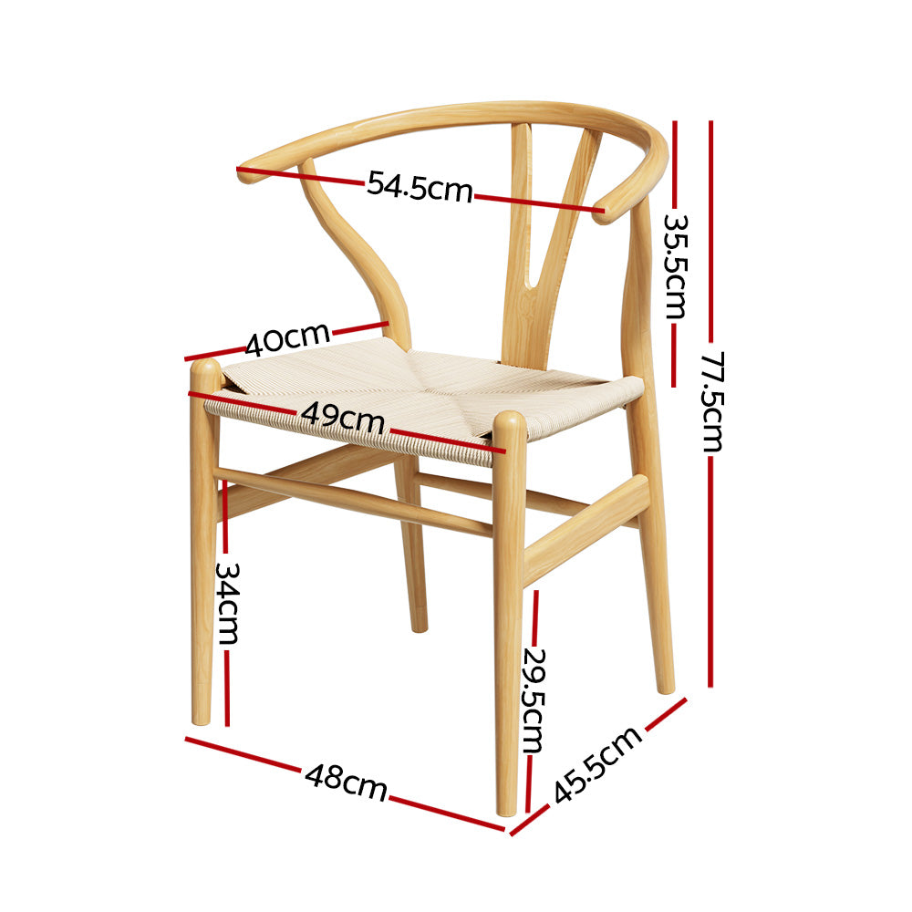 TWSC Dining Chair Wooden Rattan Seat Wishbone Back