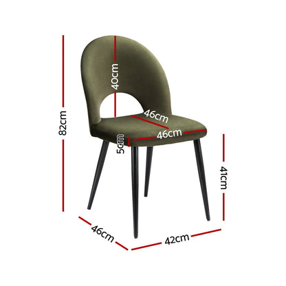 TWSC Dining Chairs Set of 4 Velvet Hollow Green