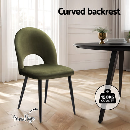 TWSC Dining Chairs Set of 4 Velvet Hollow Green