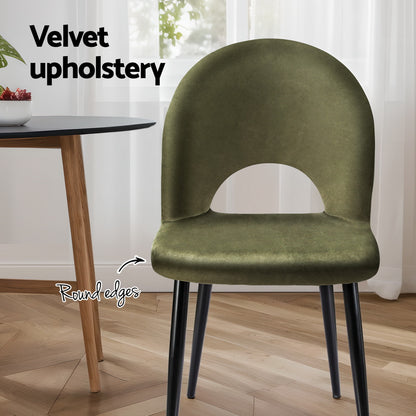 TWSC Dining Chairs Set of 4 Velvet Hollow Green