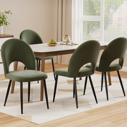 TWSC Dining Chairs Set of 4 Velvet Hollow Green