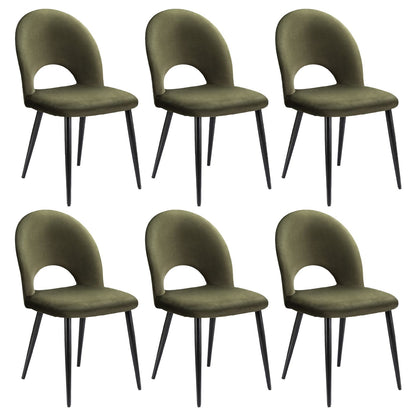 TWSC Dining Chairs Set of 6 Velvet Hollow Green