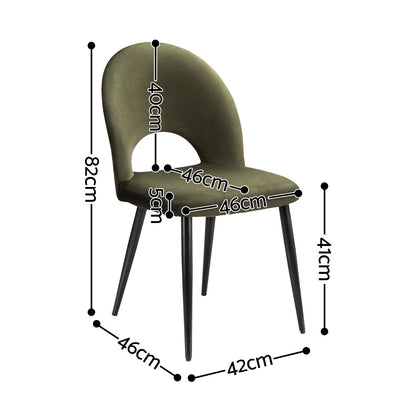 TWSC Dining Chairs Set of 6 Velvet Hollow Green