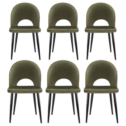 TWSC Dining Chairs Set of 6 Velvet Hollow Green