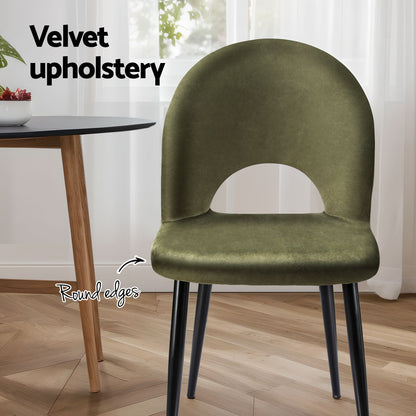TWSC Dining Chairs Set of 6 Velvet Hollow Green