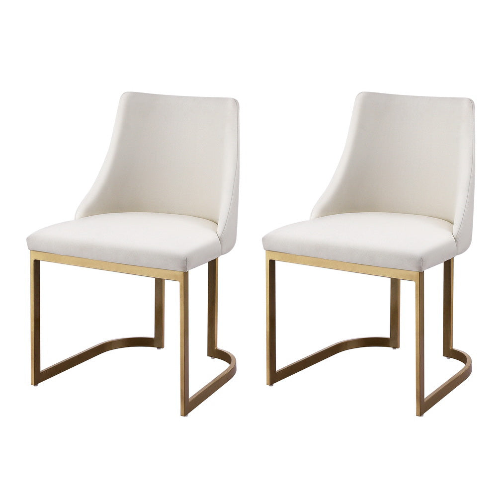 TWSC Dining Chairs Set of 2 Linen Fabric Frame Beige