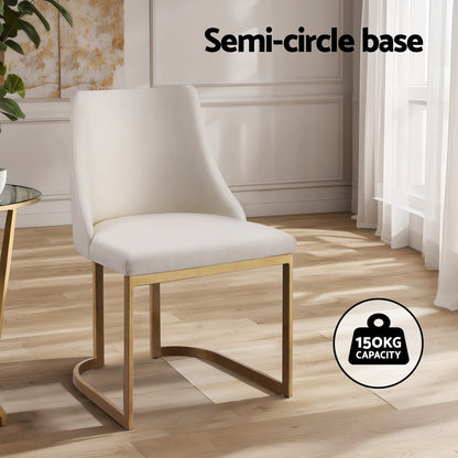 Dining Chairs Set of 2 – Linen Upholstery, Beige Frame