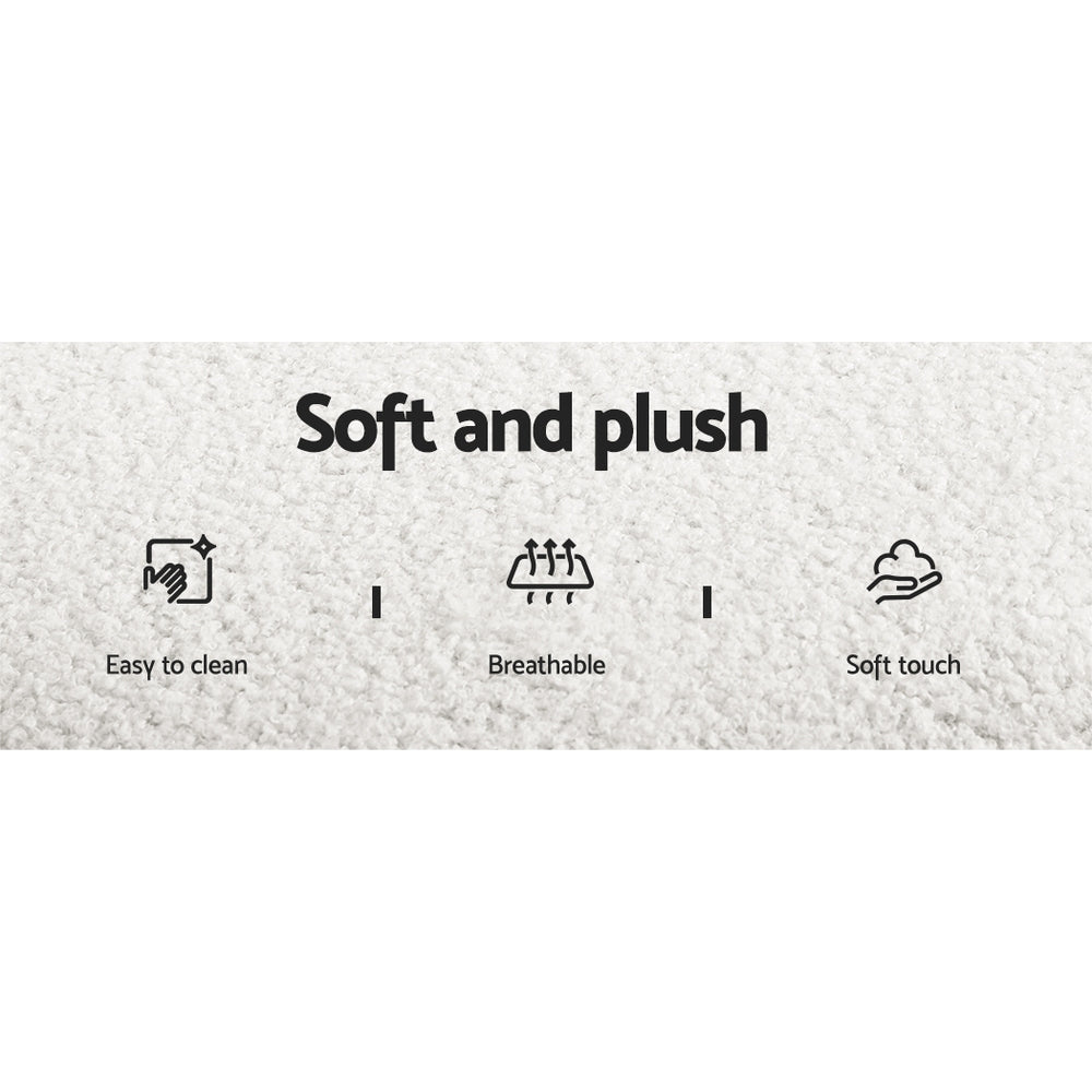 TWSC Dining Chairs Set of 2 Sherpa Boucle White