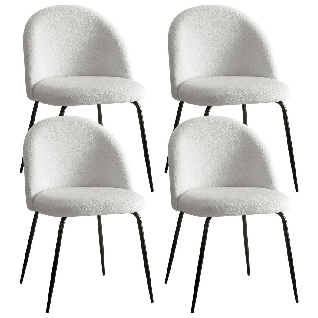 Artiss Dining Chairs Set of 4 – Sherpa Boucle White