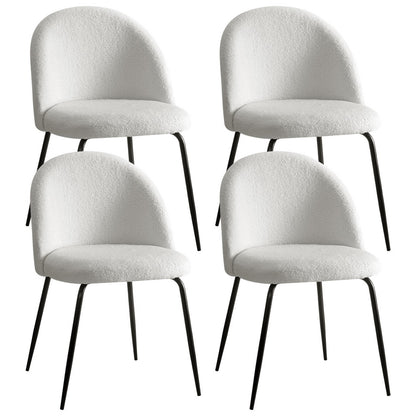 TWSC Dining Chairs Set of 4 Sherpa Boucle White