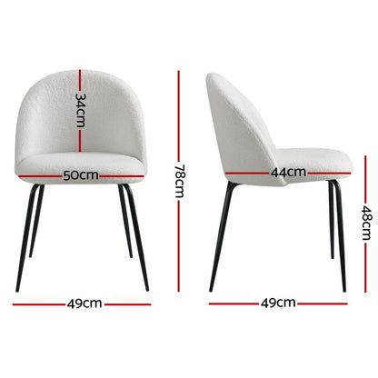 TWSC Dining Chairs Set of 4 Sherpa Boucle White