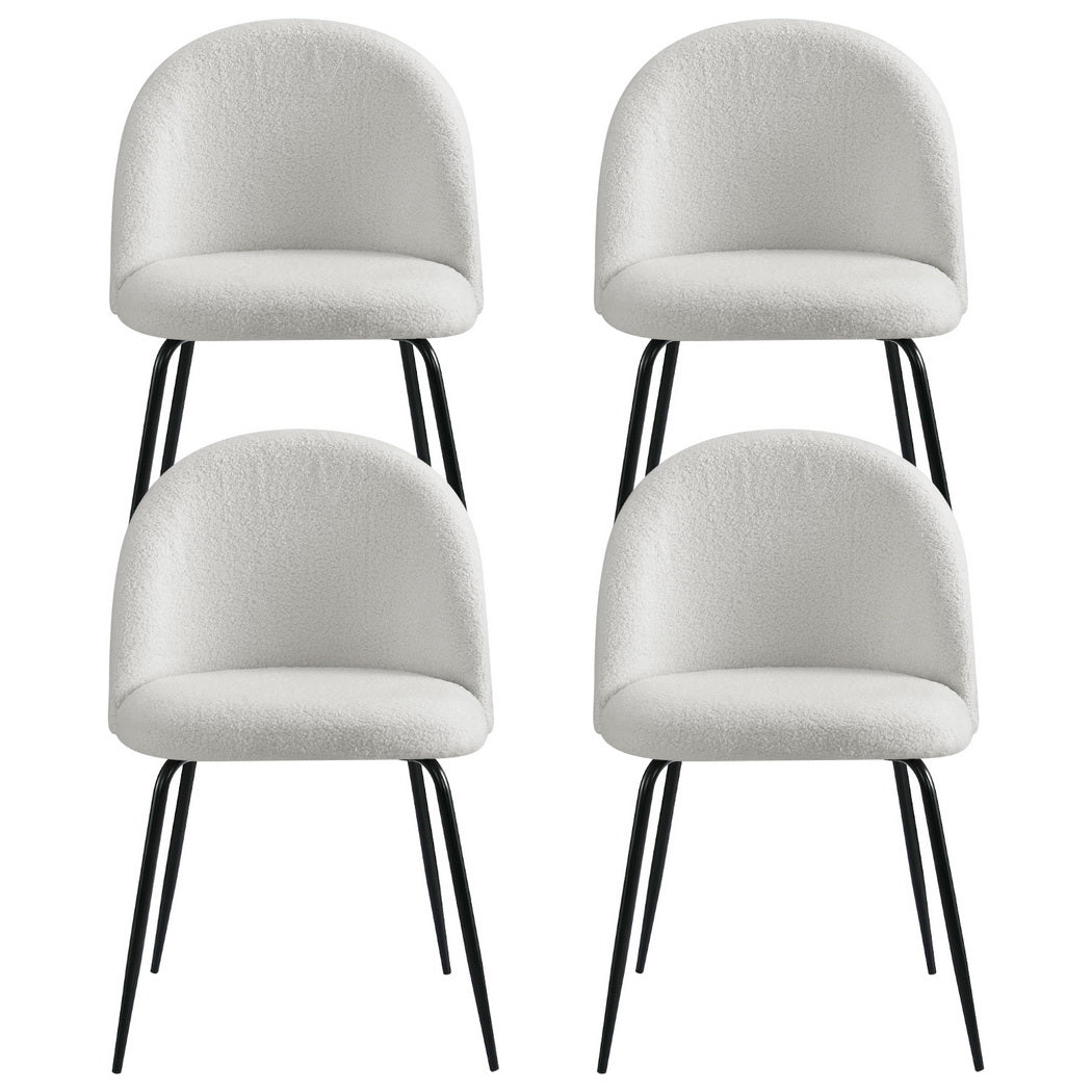 Artiss Dining Chairs Set of 4 – Sherpa Boucle White