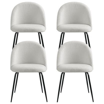 TWSC Dining Chairs Set of 4 Sherpa Boucle White