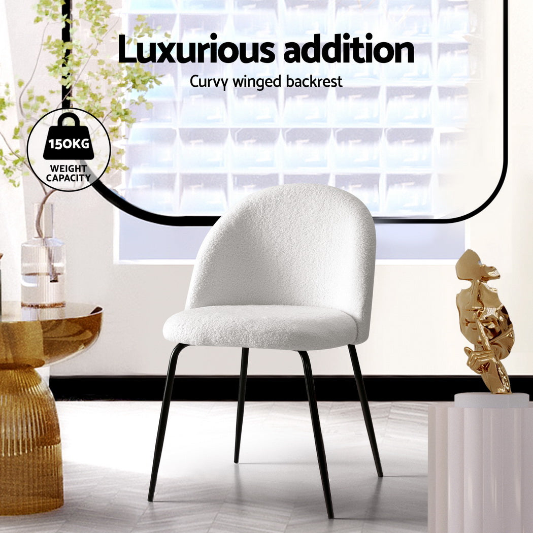 Artiss Dining Chairs Set of 4 – Sherpa Boucle White