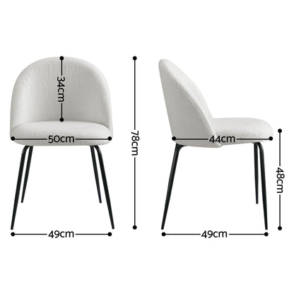TWSC Dining Chairs Set of 6 Sherpa Boucle White