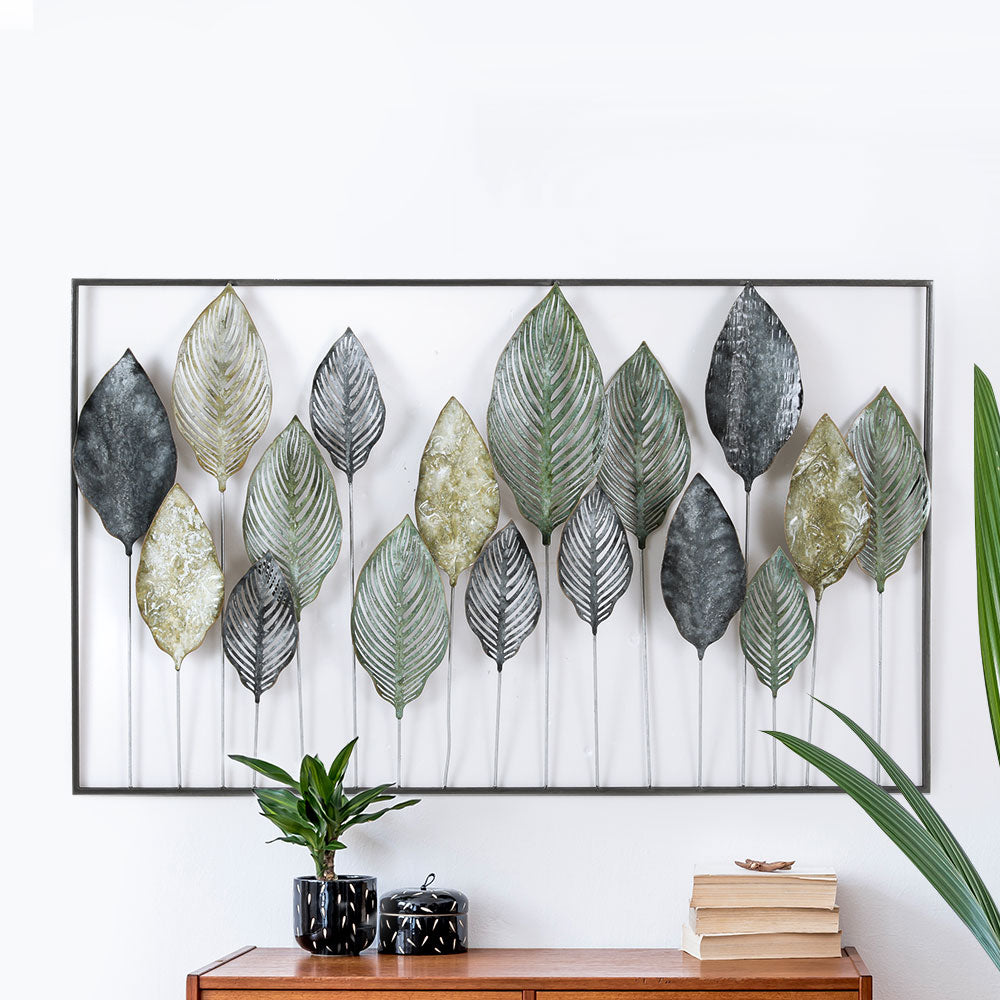 Metal Wall Art Sculpture – Tree of Life Leaf Design, Multicoloured Metal