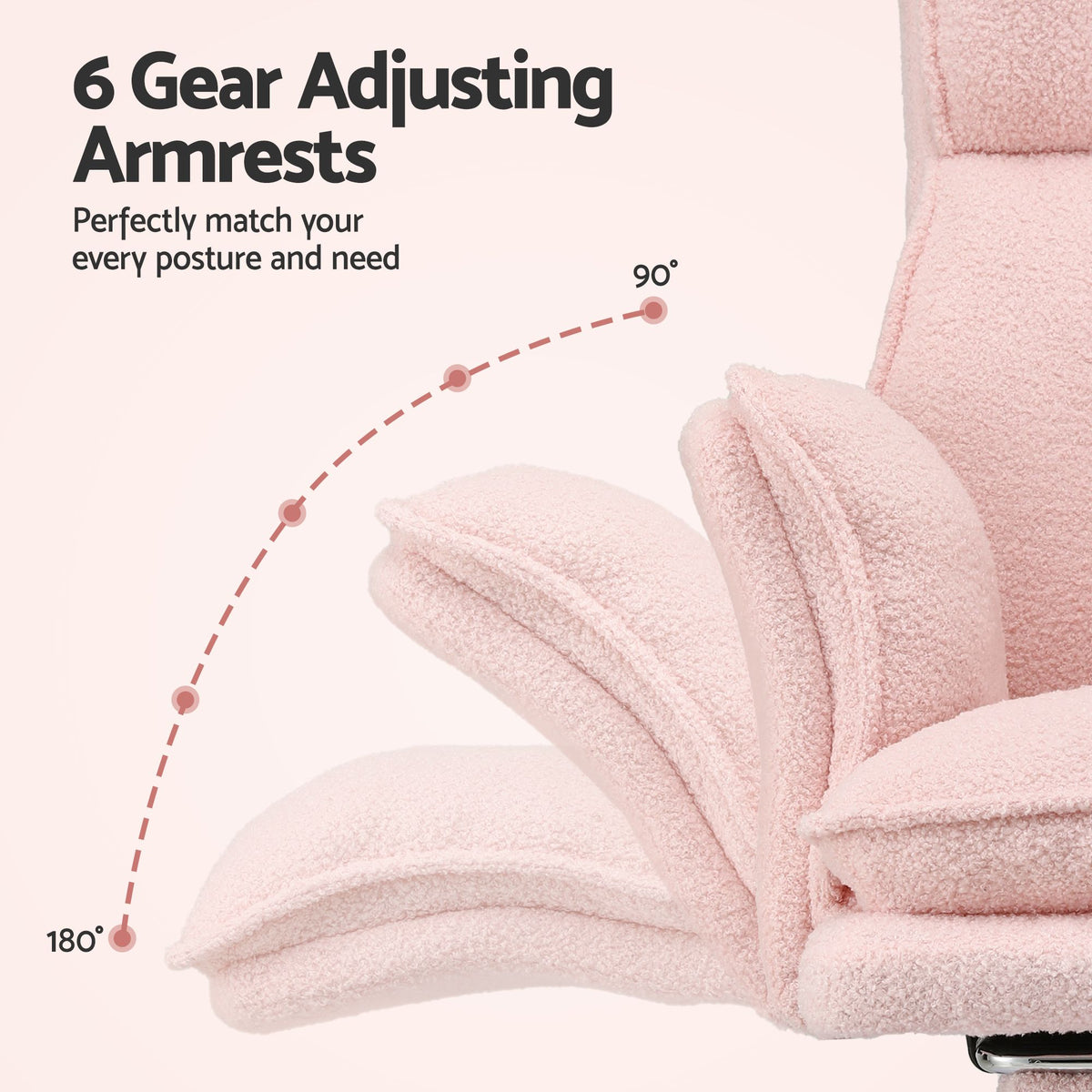 TWSC Big & Tall Criss Cross Office Chair with Flip Armrests Foot Rest Reclining Teddy Fleece Pink