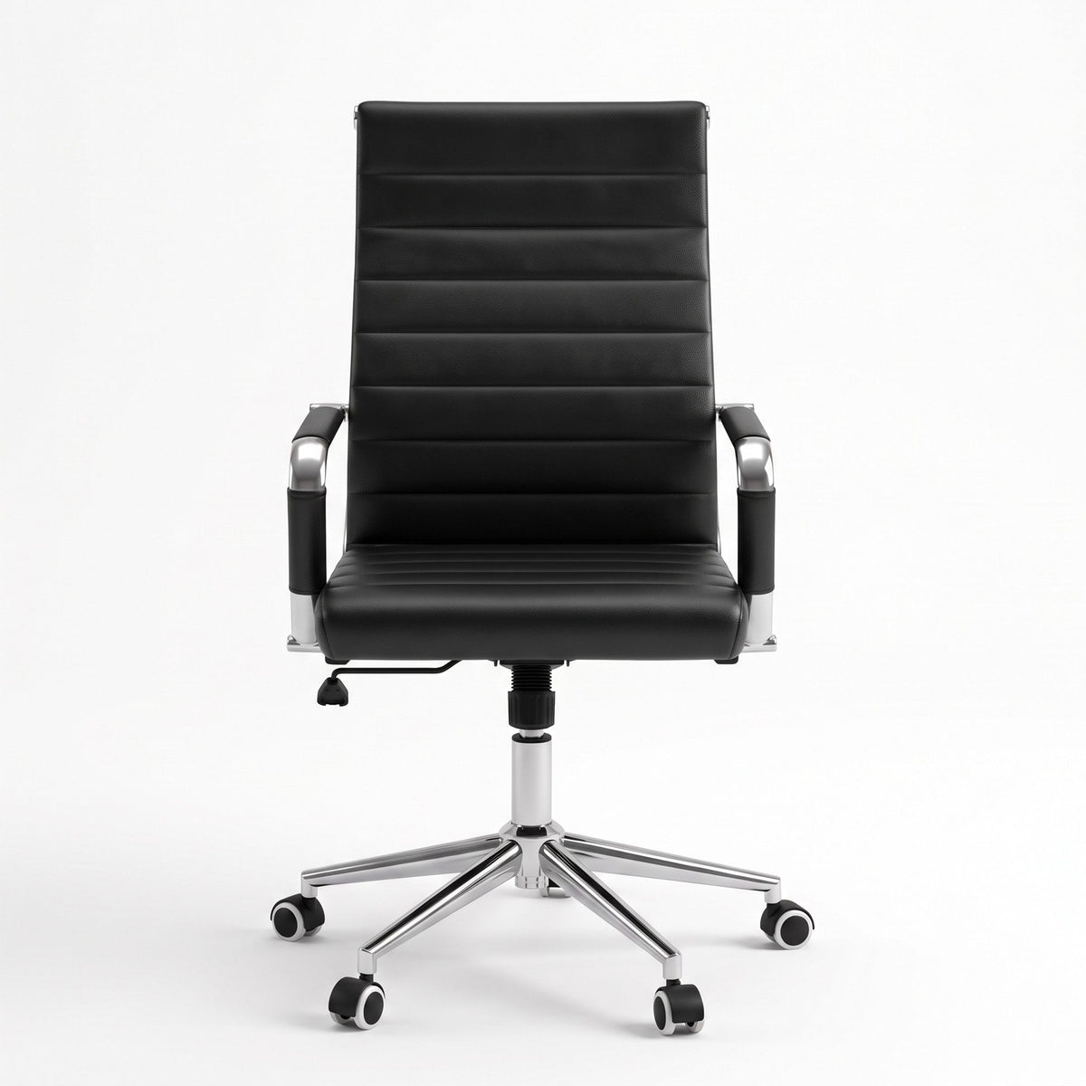 TWSC Ribbed High-Back Office Chair – Black — front product view