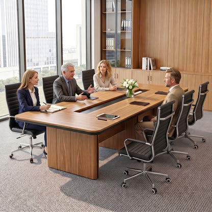 TWSC Ribbed High-Back Office Chair – Black — chairs around a meeting table